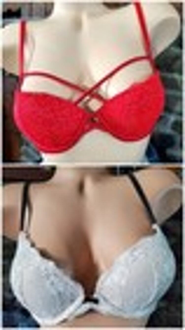 Victoria's Secret PINK Bra Lot of 2 Red White Lace Push Up Coquette 32B 34B